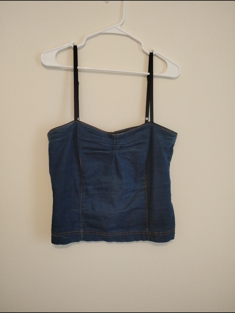 Dolce & Gabbana Dark Blue Denim Camisole with Black Straps